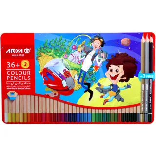 آریا مداد رنگی 3+36 رنگ فلزی کد 3023